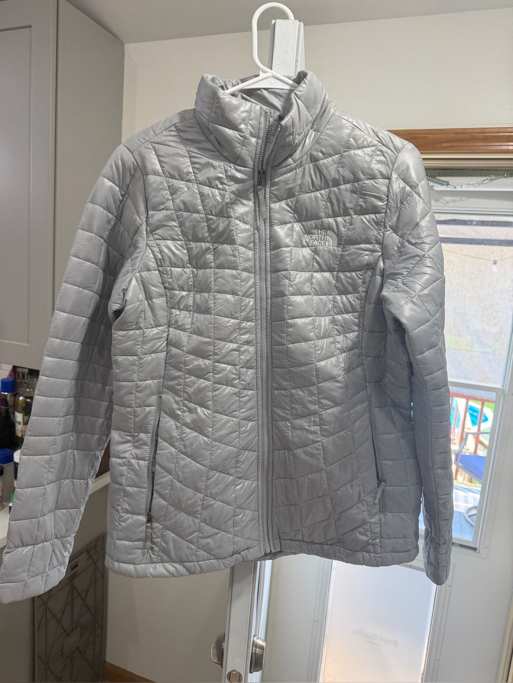 The North Face Women's Light Silver Quilted Puffy Jacket